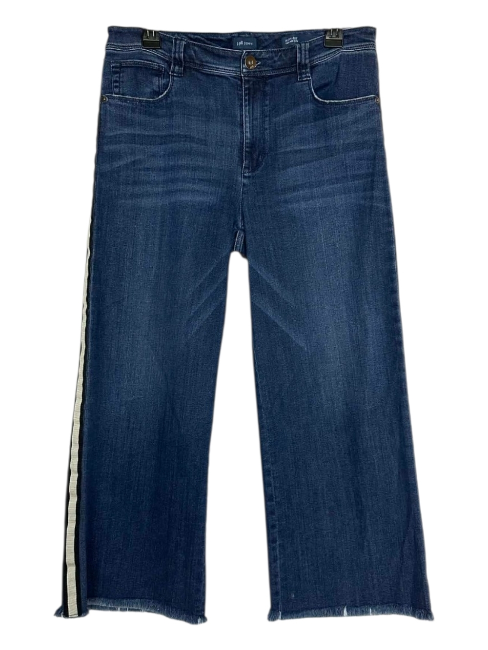 J. Jill High-Rise Cropped Full-Leg Jeans Side Stripe Size 8 Raw Hem